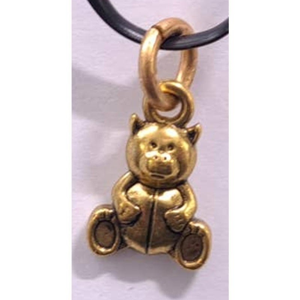 New Handmade Teddy Bear Charm Pendant Childrens Gold Tone 2 Sided Sittingโ Gift